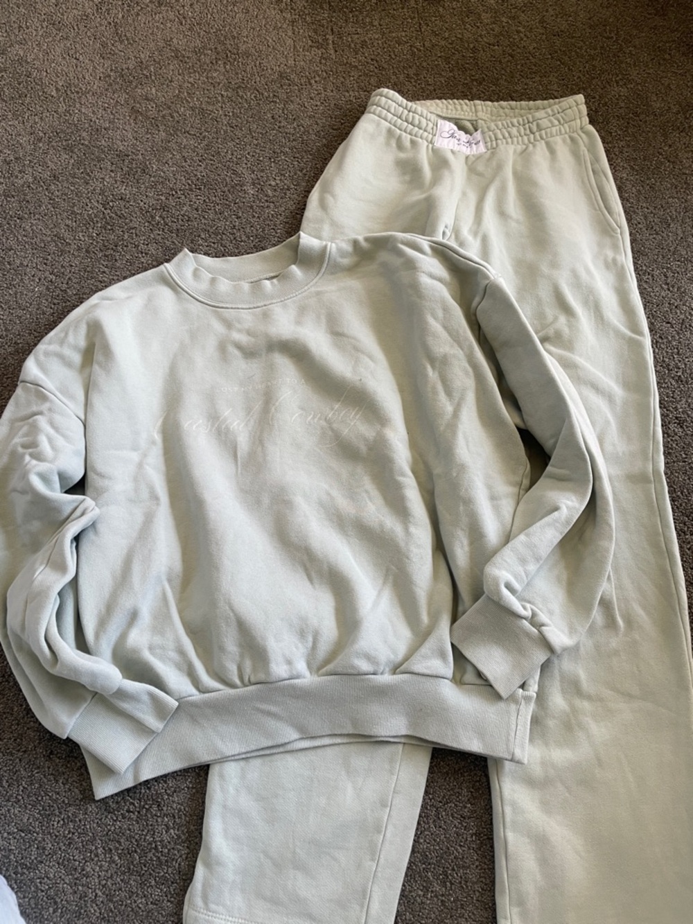 Tan Lines XS Light Sage Green Sweatpants - AND Crewneck Cozy Everyday
